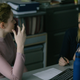 Julia Garner (L) and director Kitty Green (R) on the set of The Assistant